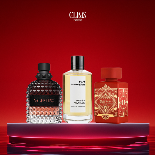 عطر روز فانيلا + عطر فلانتينو + عطر بديع العود - حجم 30 مل