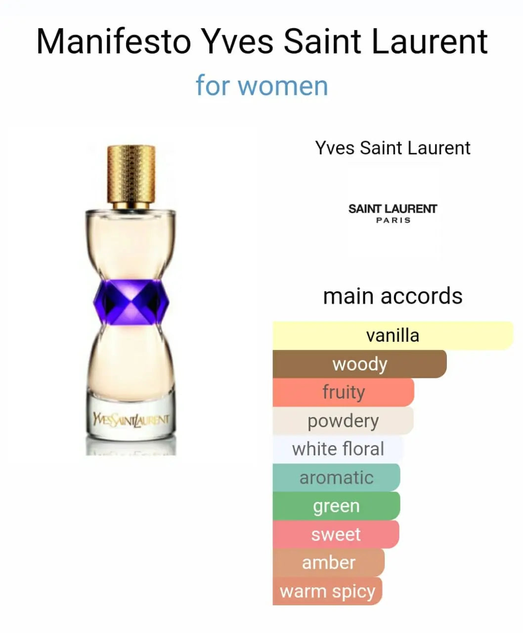 Manifesto By Yves Saint Laurent  - Eau de Parfum - For Women 100ML - ADEN MEN -  